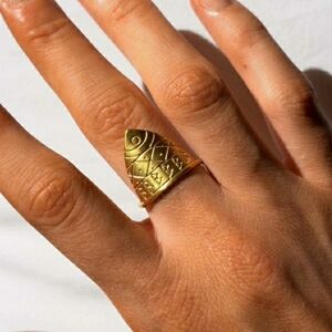 OS Adjustable Greek Pyrgi Ring Gold Plated 925 Sterling Silver Crabtree & Evelyn